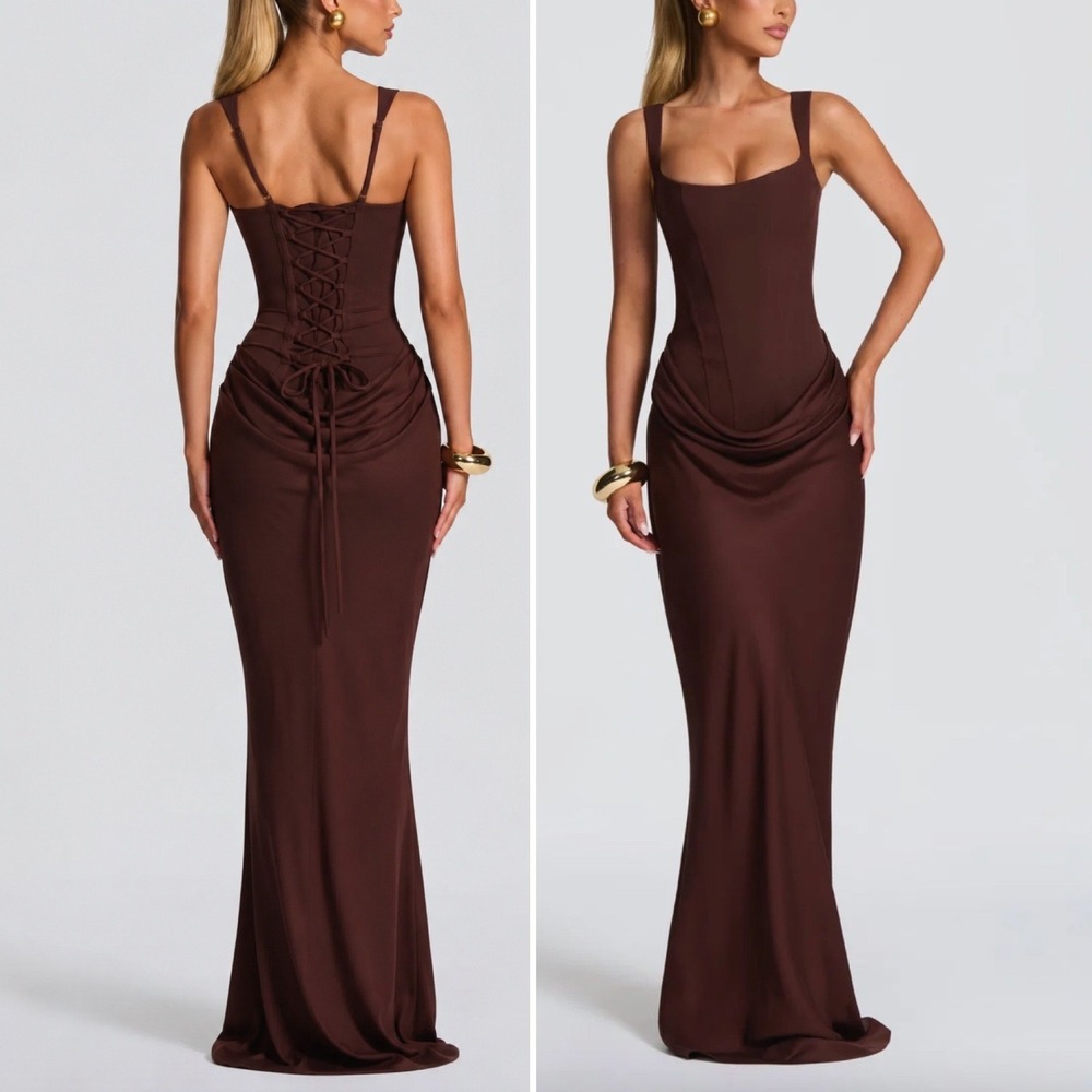 BABYBOO Cornelia Maxi Dress in Plum Brown